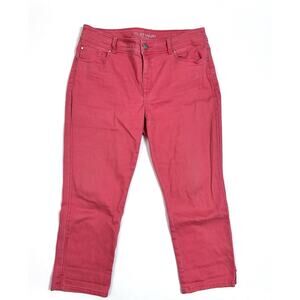 Chico’s Women's Platinum 0.5 Straight Crop Jeans Denim Salmon Pink Size 8